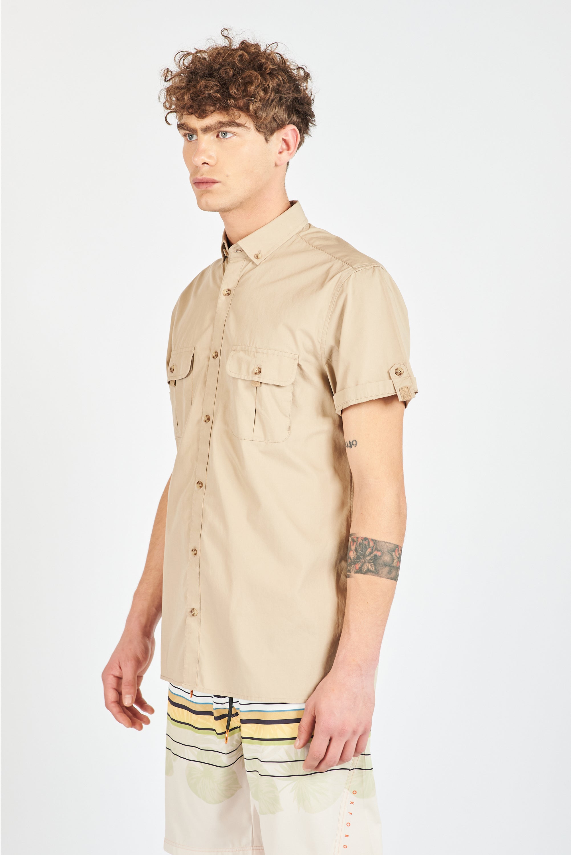 CAMISA MANGA CORTA GROSSETO BEIGE