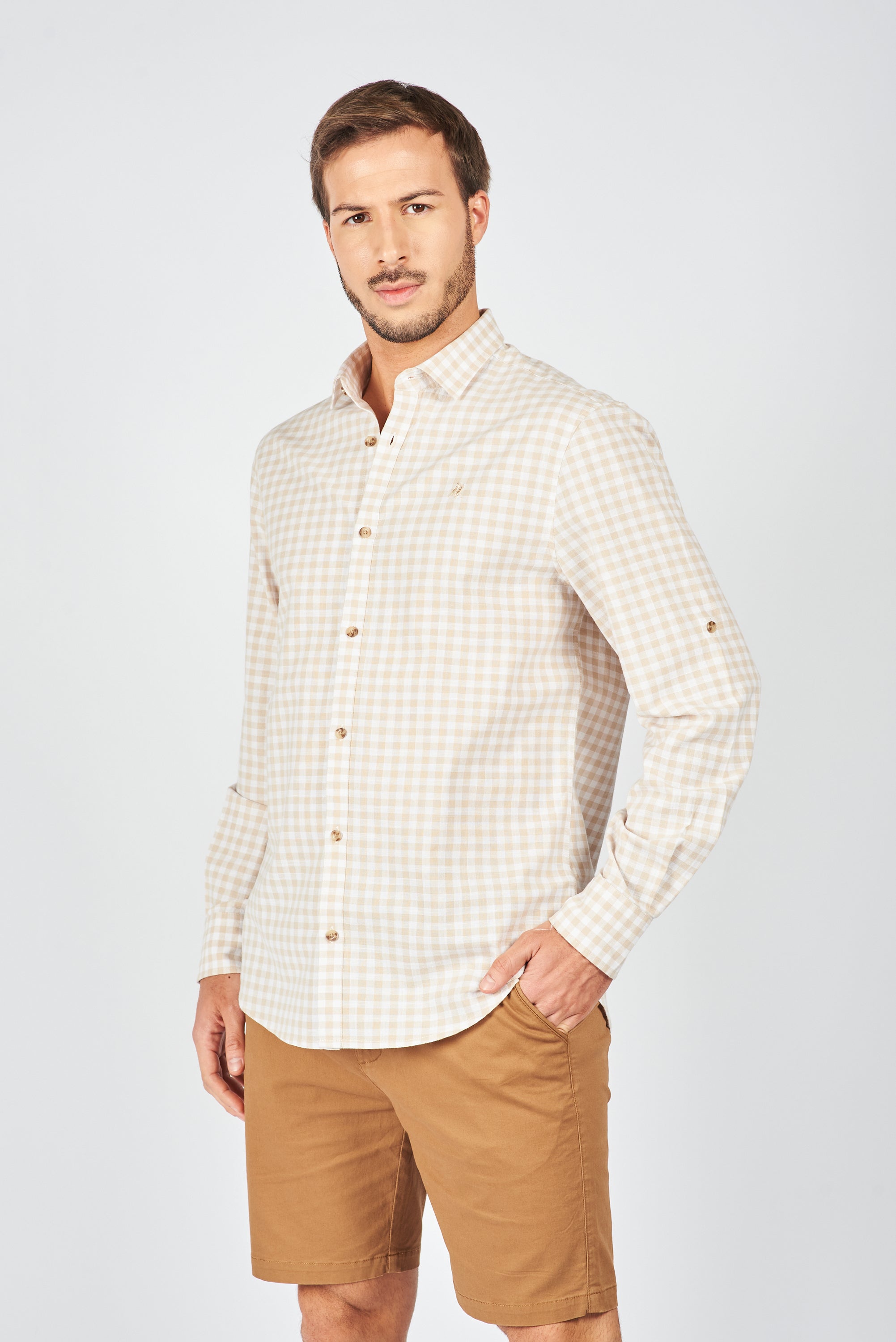 CAMISA MANGA LARGA MONACO BEIGE