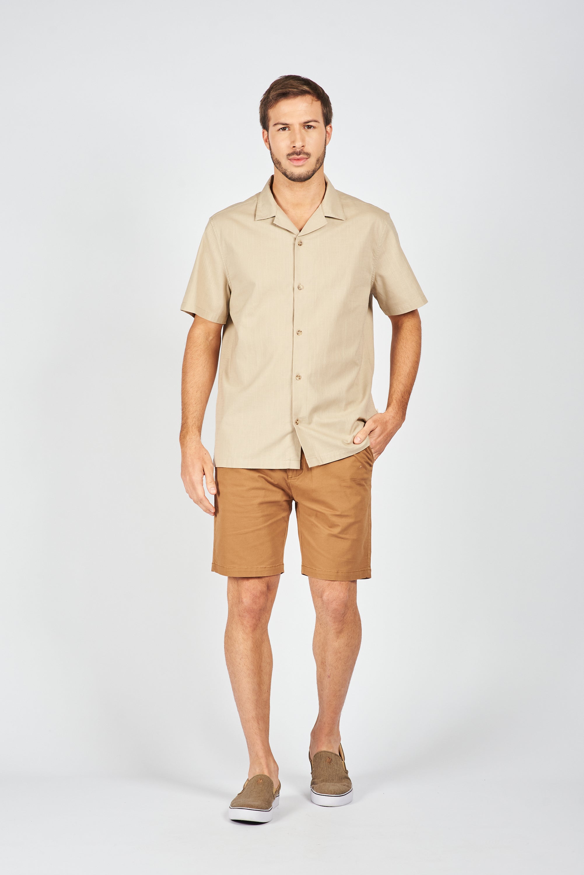 CAMISA MANGA CORTA WEIZ BEIGE